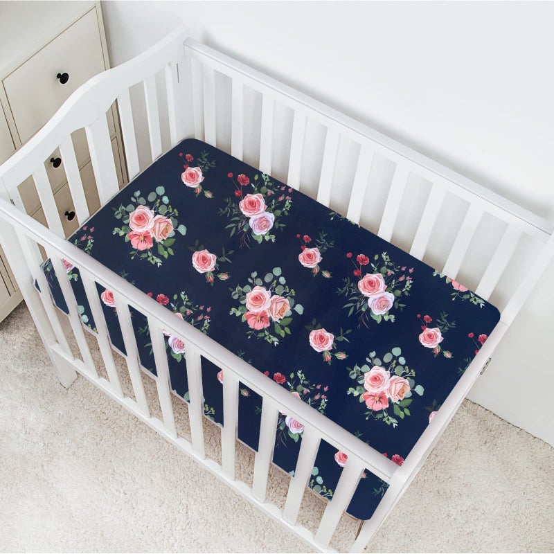 AMROSE 3 Pack Heavenly Soft Mini Crib Sheets, Microfiber Pack N Play Sheets Set for Baby Girls, Silk Touch Gentle, Fitted for Playard Portable Crib Mattress, Floral & Butterfly - Image 2